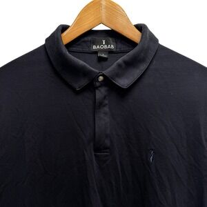 Baobab Men's Size XL Navy Blue Cotton Spandex Long Sleeve Perfect Polo Shirt euc